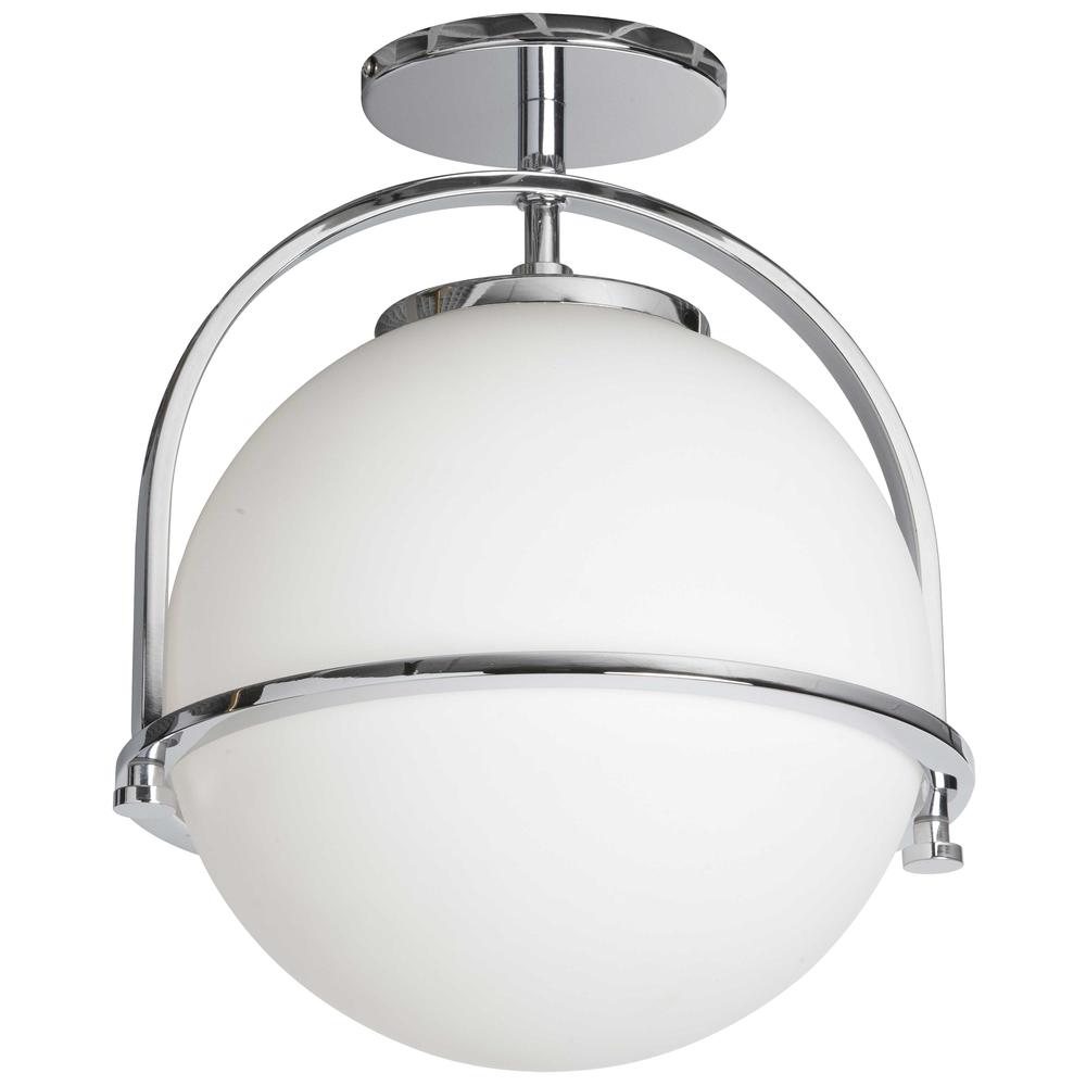 1LT Incandescent Semi-Flush Mount, PC, WH Glass. Picture 1