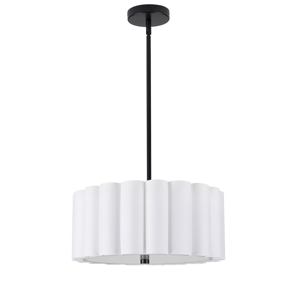 3 Light Matte Black Pendant w/ White Shade. Picture 1
