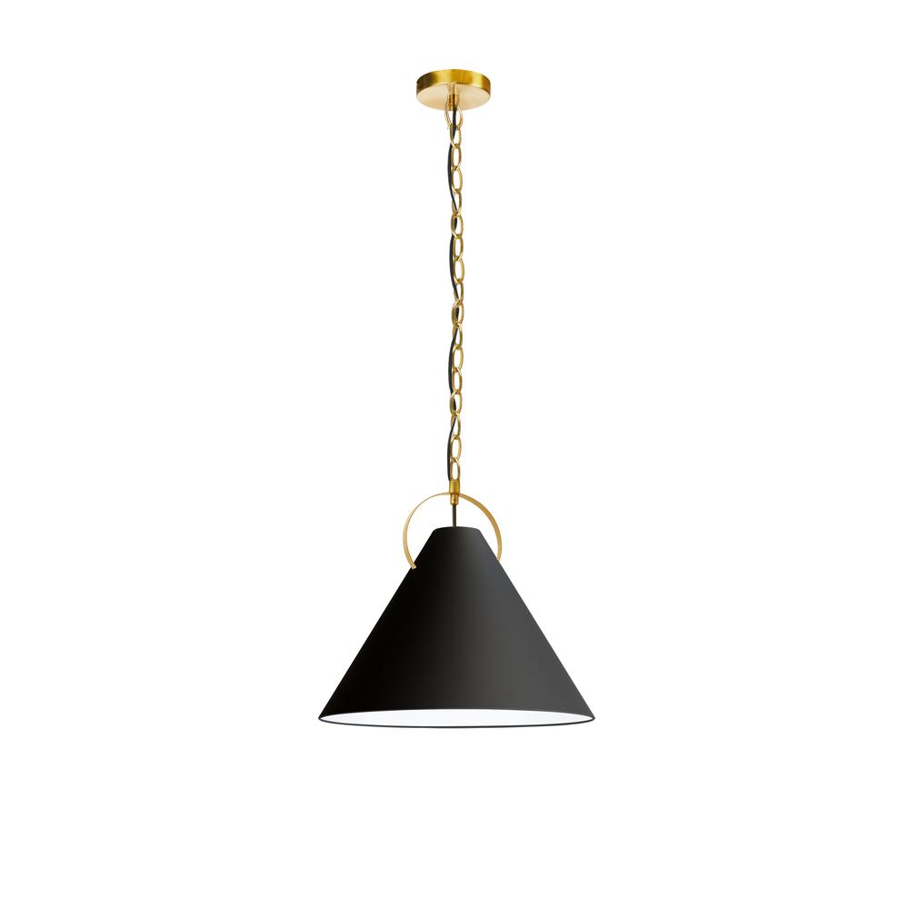 1LT Incand Pendant, AGB, BK Shade. Picture 1