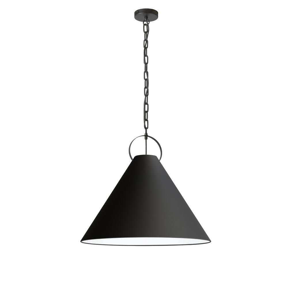 1LT Incand Pendant, MB, BK Shade. Picture 1