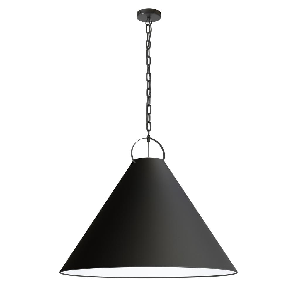 1LT Incand Pendant, MB, BK Shade. Picture 1