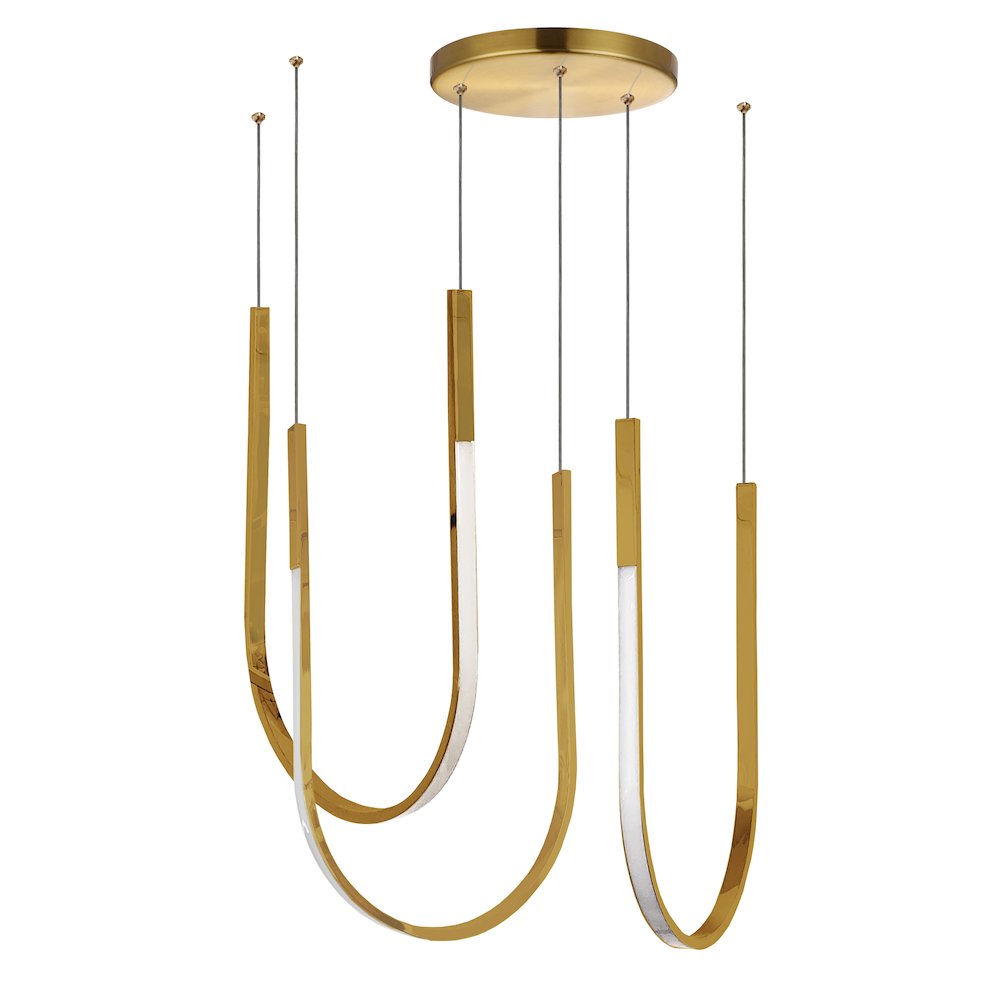 62W Horizontal Pendant Aged Brass with White Silicone Diffuser. Picture 1