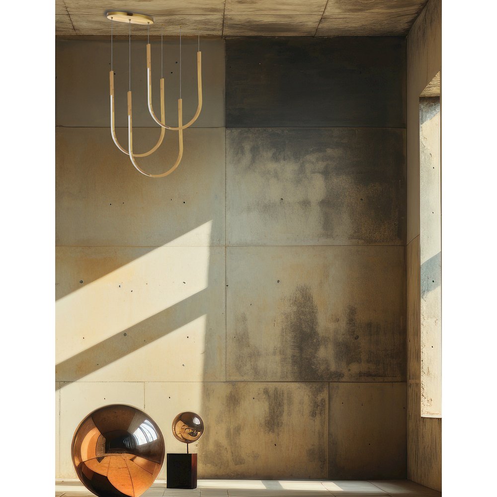 62W Horizontal Pendant Aged Brass with White Silicone Diffuser. Picture 3
