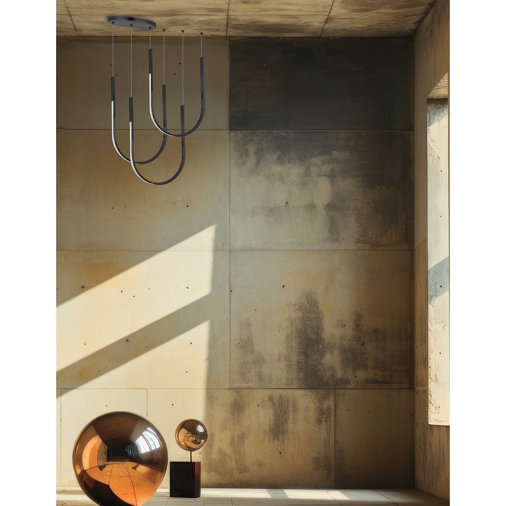 62W Horizontal Pendant Matte Black with White Silicone Diffuser. Picture 3