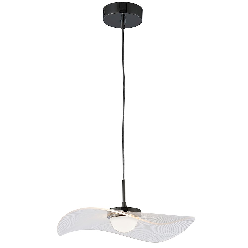 10W Pendant in Matte Black w/ Clear and White Pinstripe Acrylic. Picture 1