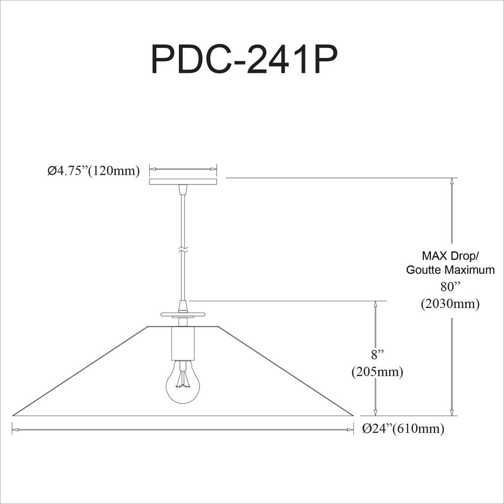 1LT Incandescent Pendant, MB & MW. Picture 2