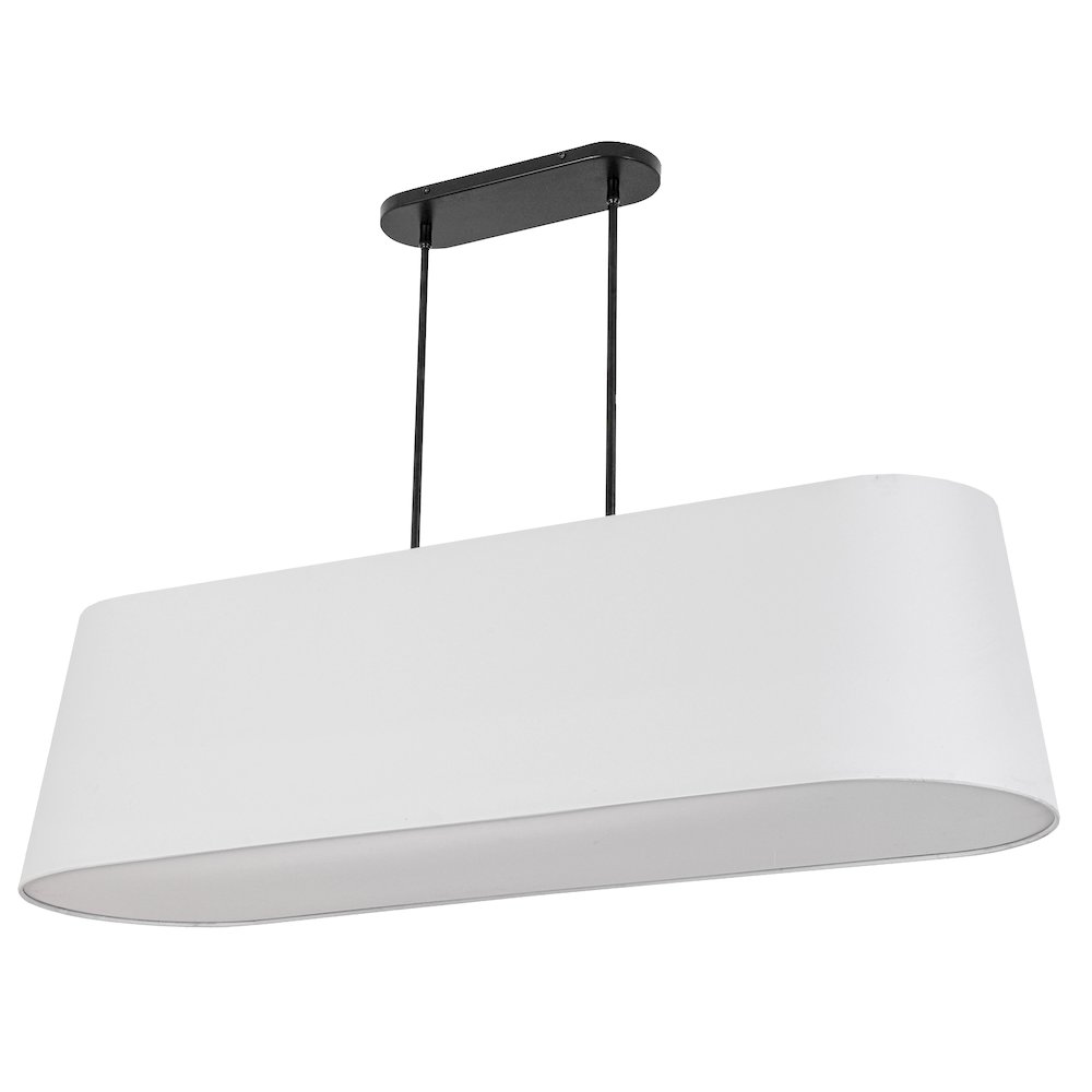 4 Light Horizontal Pendant in Matte Black w/ White Shade. Picture 1