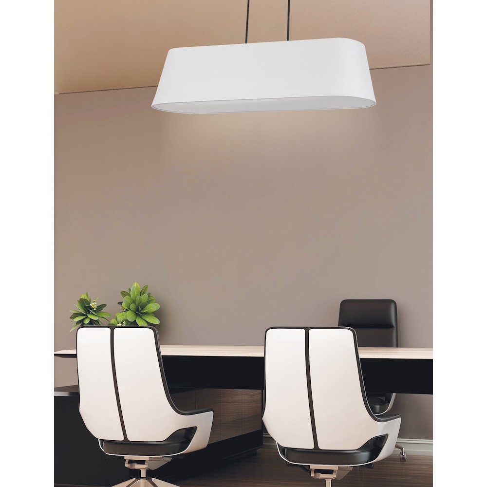 4 Light Horizontal Pendant in Matte Black w/ White Shade. Picture 3