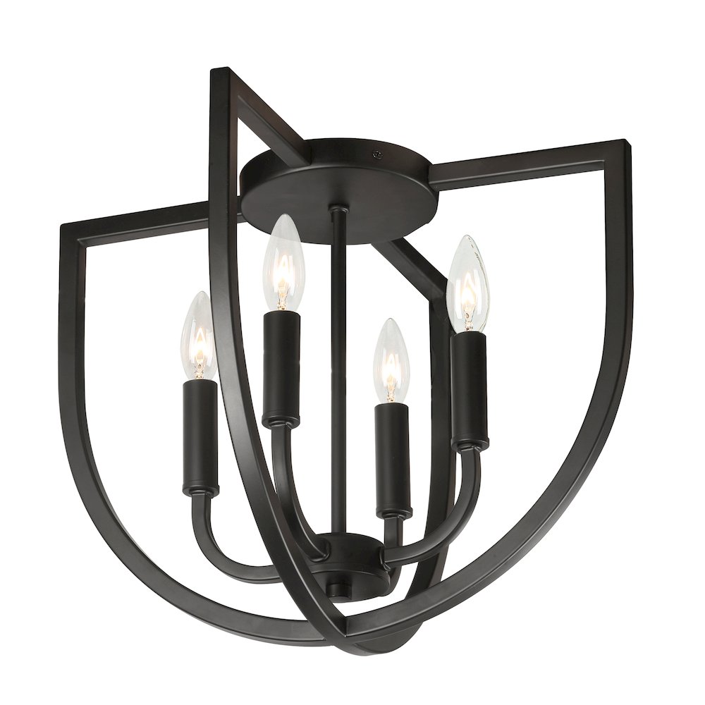 4 Light Flush Mount in Matte Black. Picture 1