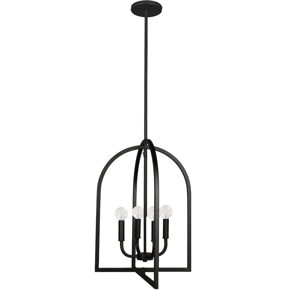 4 Light Incandescent Pendant Matte Black. Picture 1