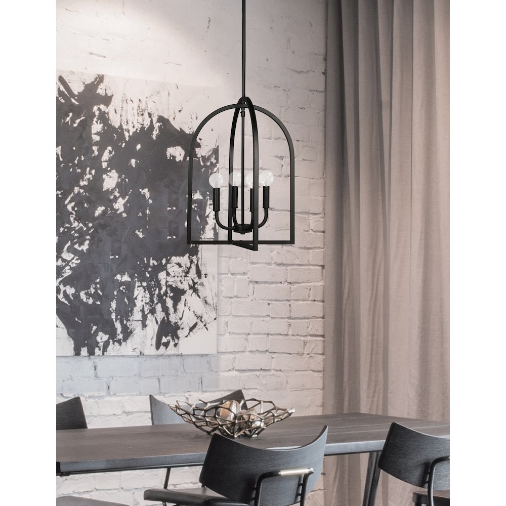 4 Light Incandescent Pendant Matte Black. Picture 3