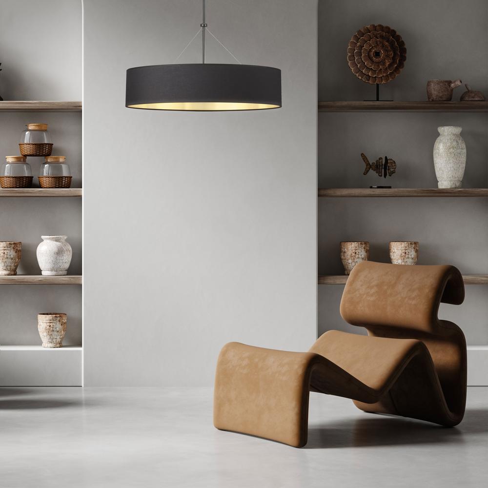4LT Incand Chandelier, MB, BK/GLD Shade. Picture 2