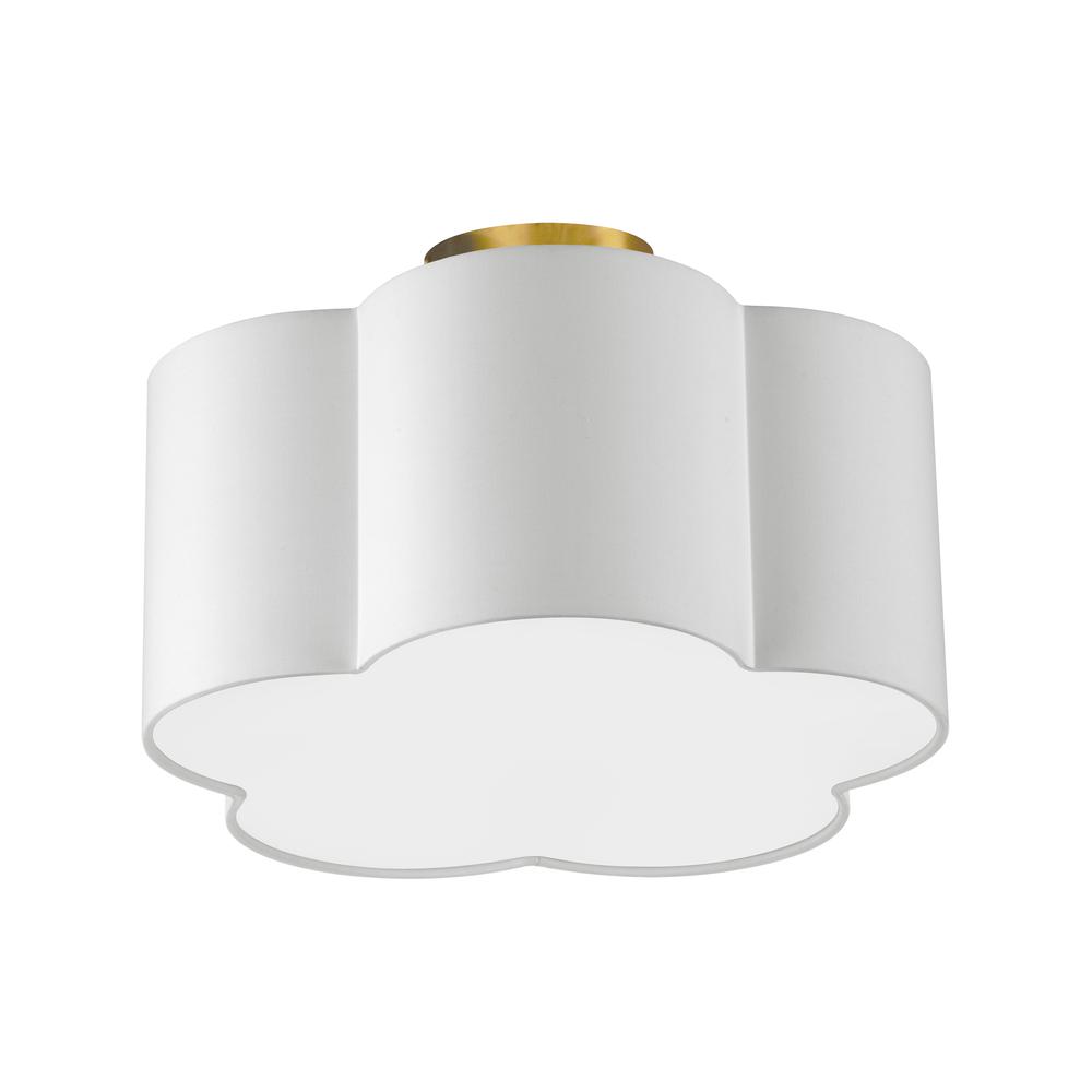 3LT Incandescent Flush Mount, AGB, White Shade. Picture 1