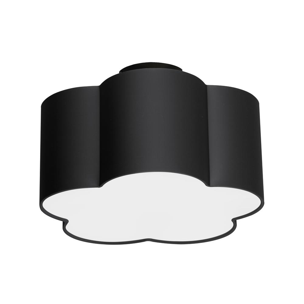 3LT Incandescent Flush Mount, MB, Black Shade. Picture 1