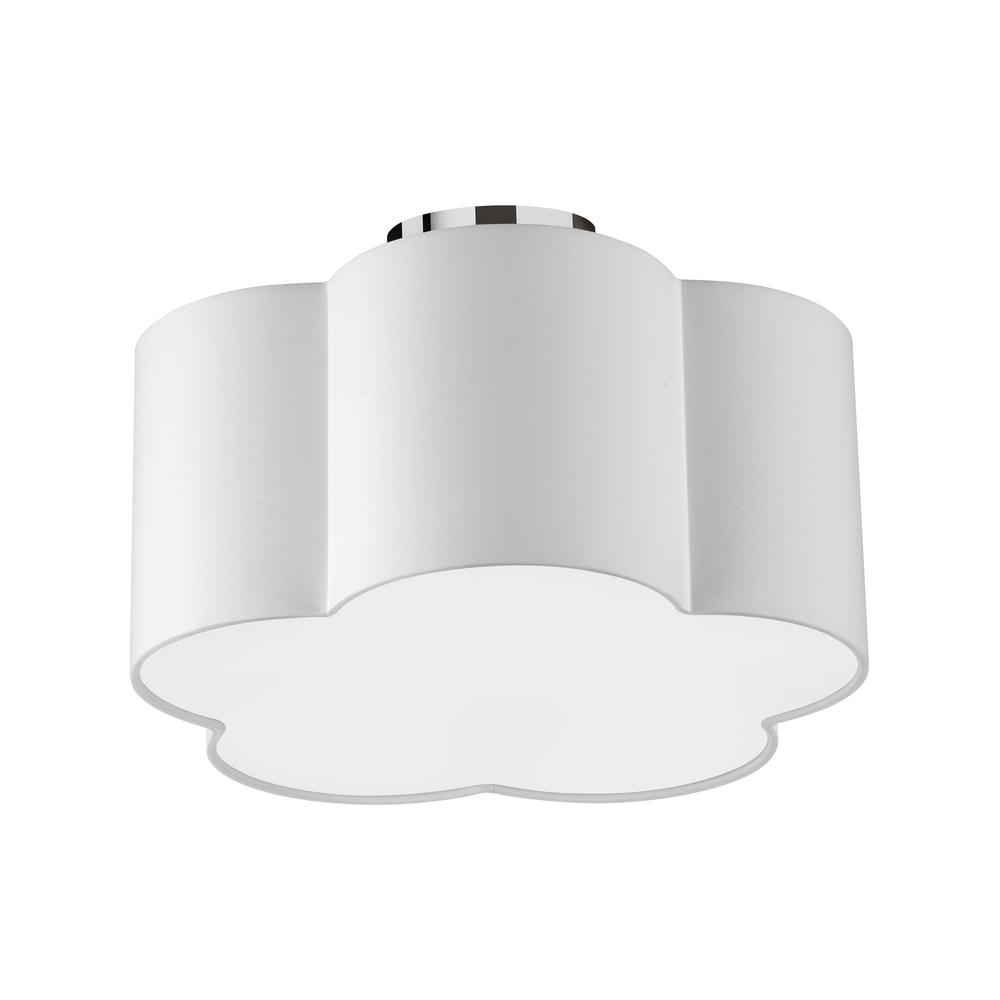 3LT Incandescent Flush Mount, PC, White Shade. Picture 1