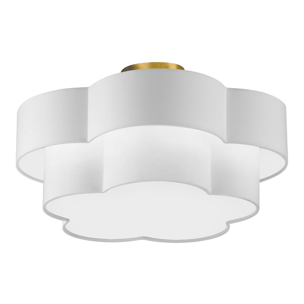 3LT Incan 2-Tier Flush Mount, AGB, White Shade. Picture 1