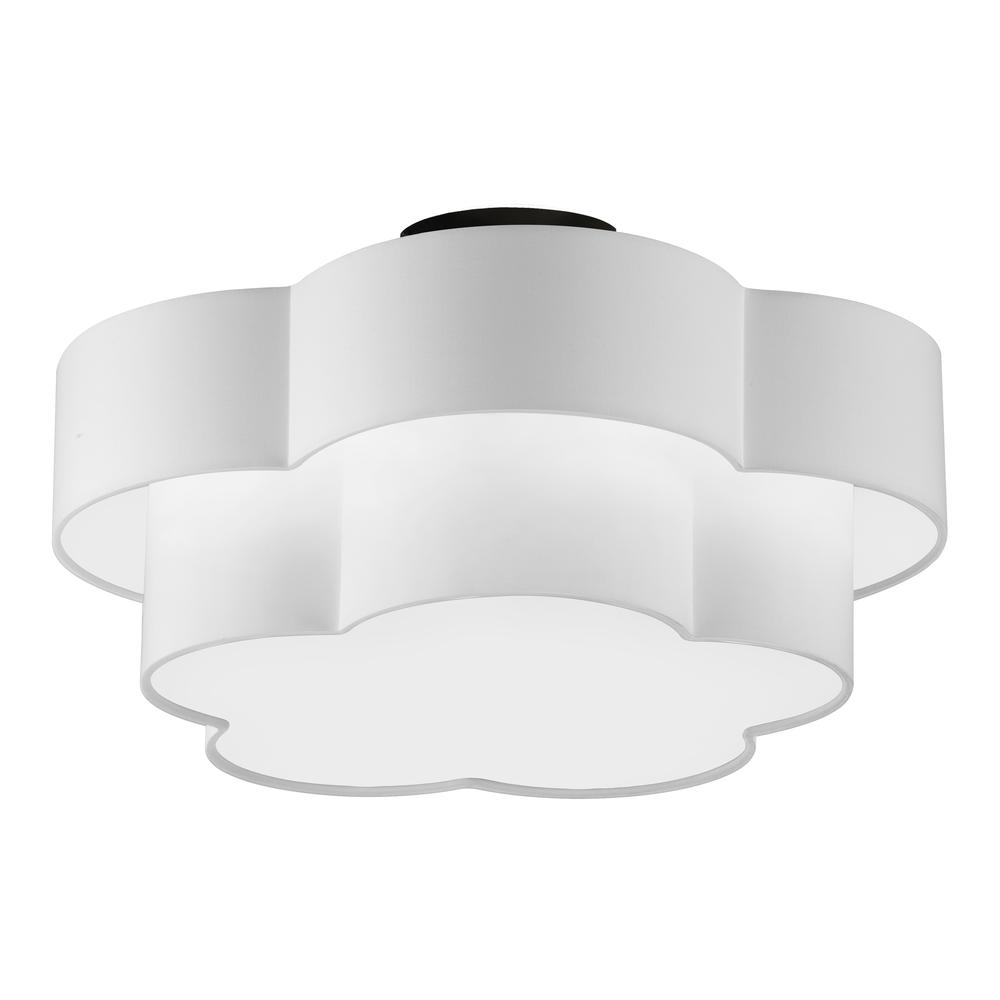 3LT Incan 2-Tier Flush Mount, MB, White Shade. Picture 1