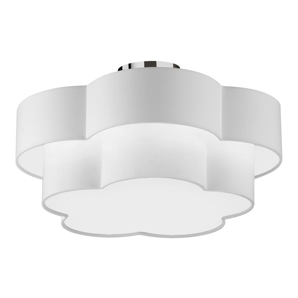 3LT Incan 2-Tier Flush Mount, PC, White Shade. Picture 1