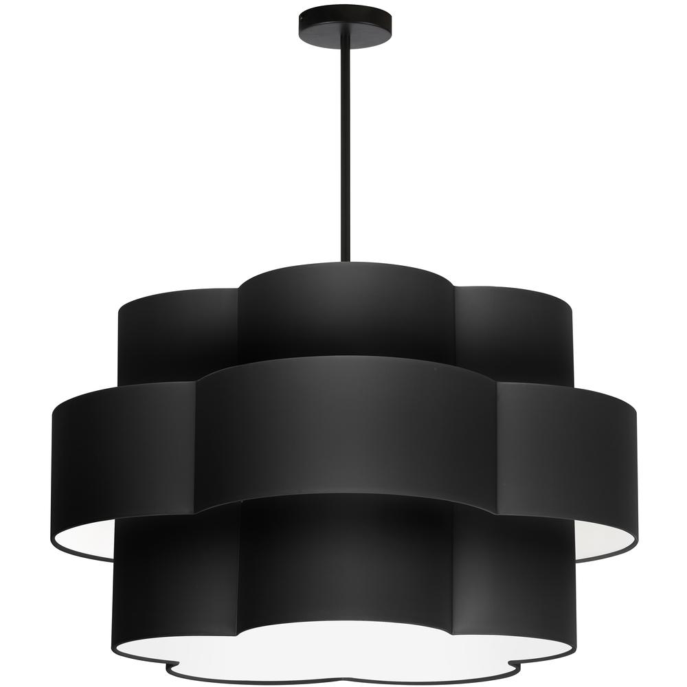 4LT Incan 3-Tier Chandelier, MB, Black Shade. Picture 1