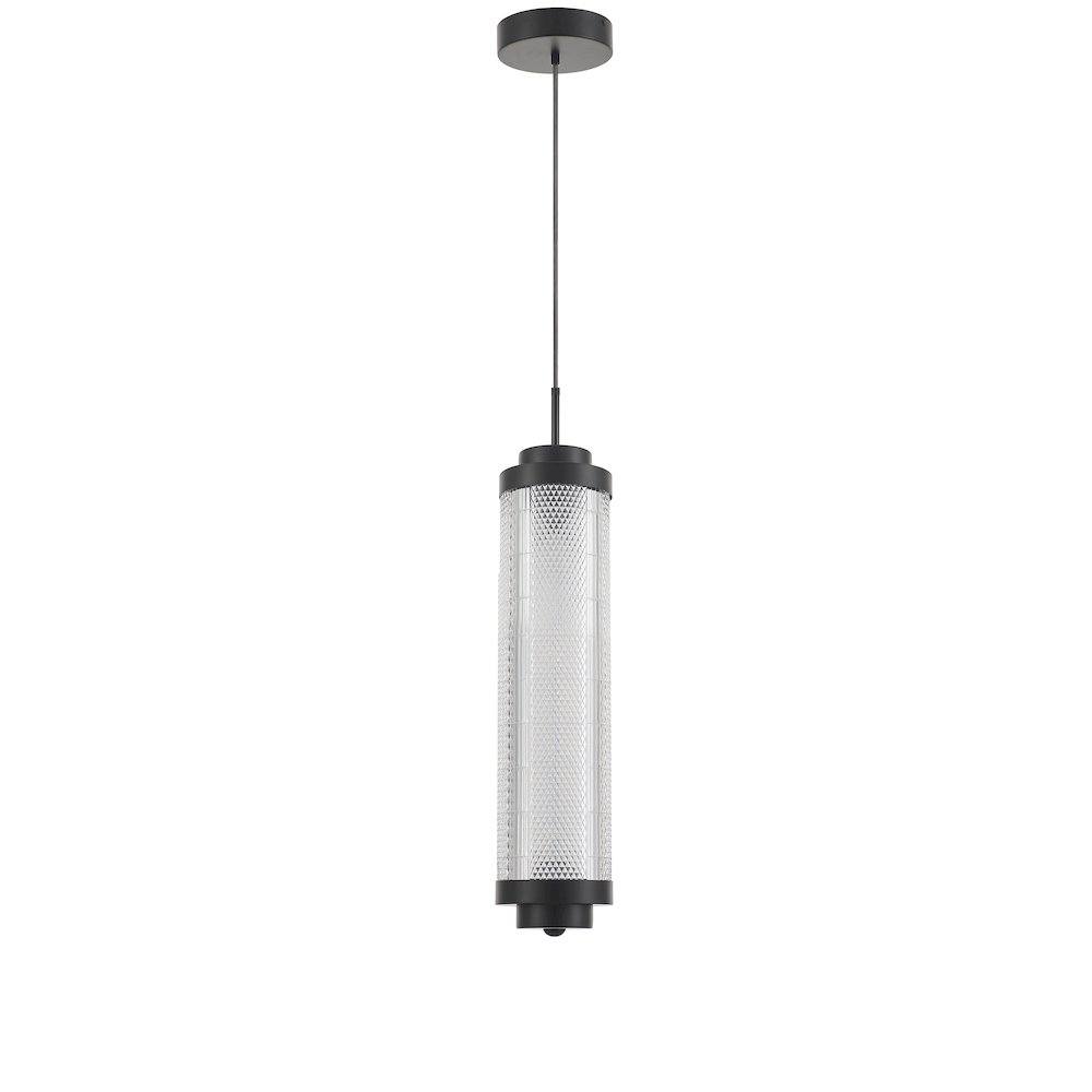 16W Pendant in Matte Black w/ Clear Acrylic Diffuser. Picture 1