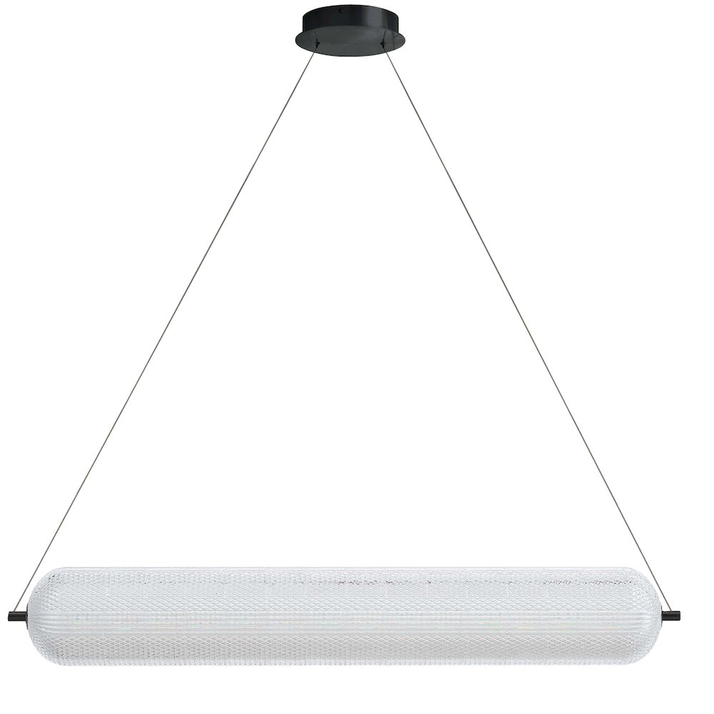 36W Horizontal Pendant Matte Black with Clear Acrylic Diffuser. Picture 1