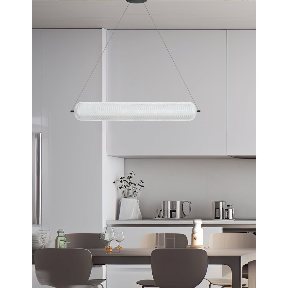 36W Horizontal Pendant Matte Black with Clear Acrylic Diffuser. Picture 3