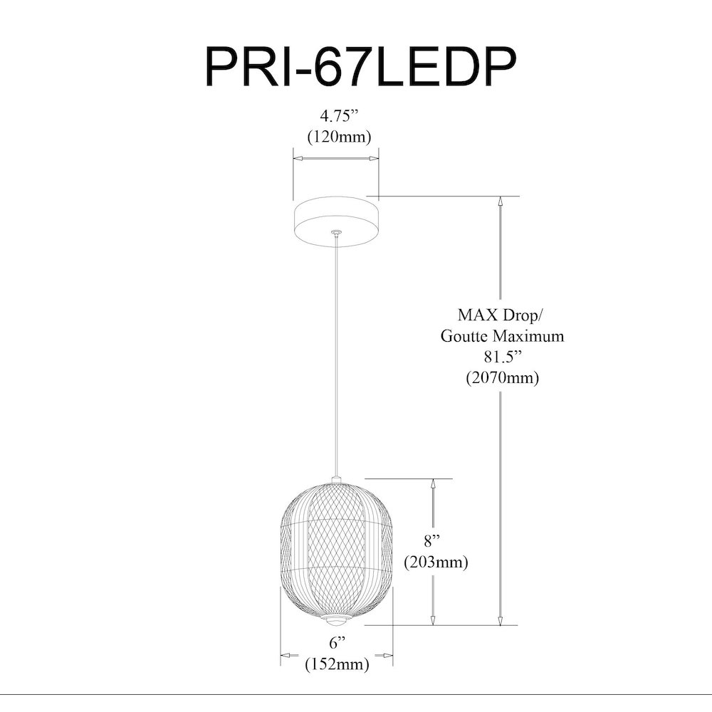 8.5W Pendant Aged Brass with Clear Acrylic Diffuser. Picture 2