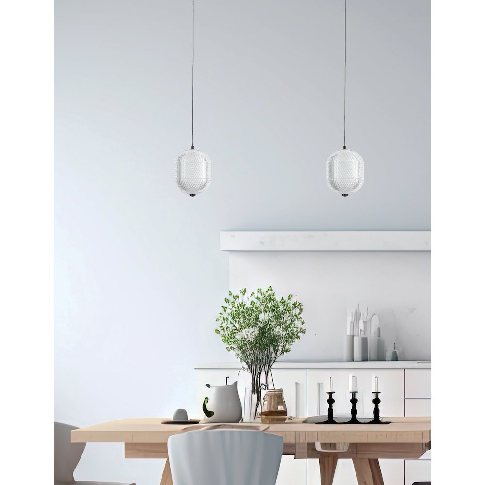 8.5W Pendant Matte Black with Clear Acrylic Diffuser. Picture 3