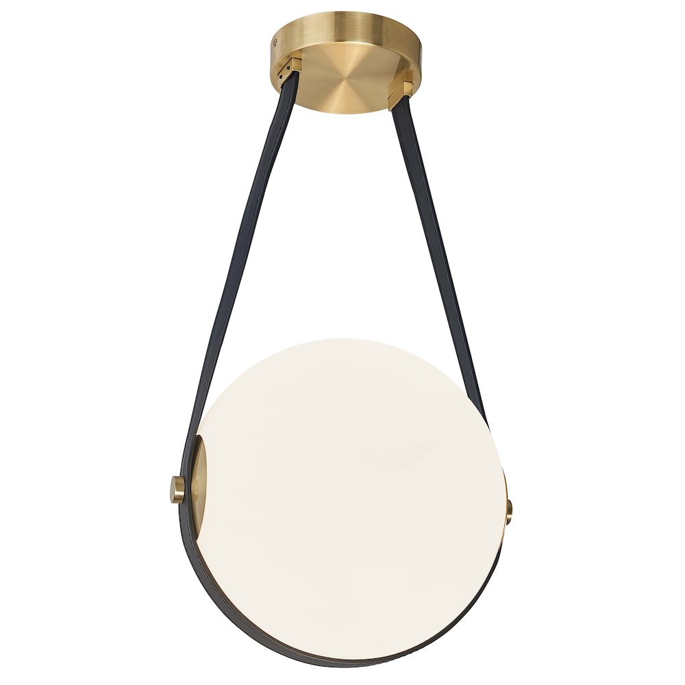 15W Pendant Aged Brass with White Opal Glass. Picture 1