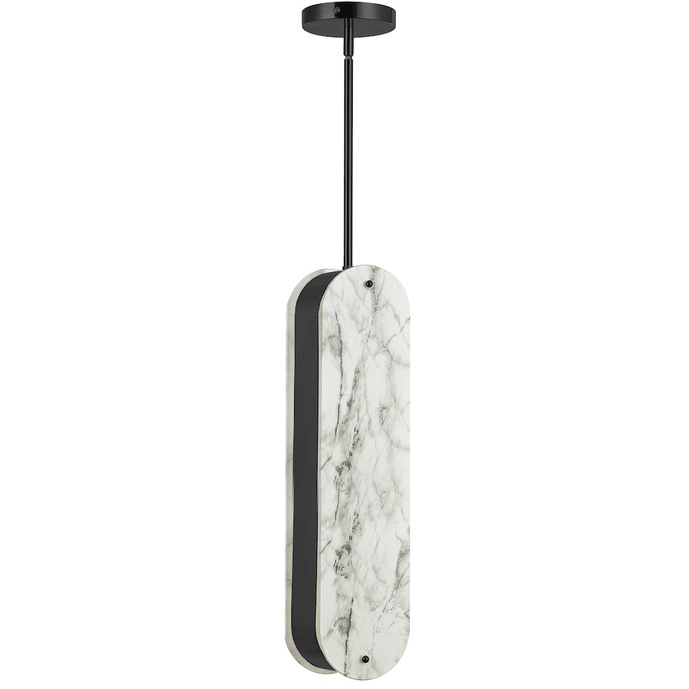 1 Light Pendant in Matte Black w/ Faux Alabaster Acrylic. Picture 1