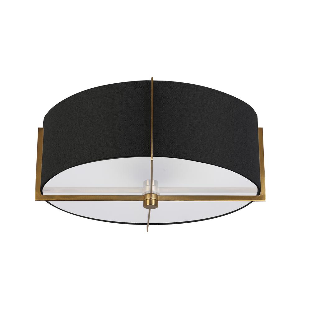 3LT Incandescent Semi-Flush Mount, AGB, BK Shade. Picture 1