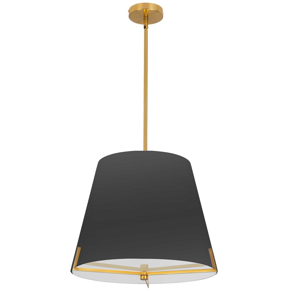 4 LT Incandescent Pendant, AGB, BK fabric shade. Picture 1