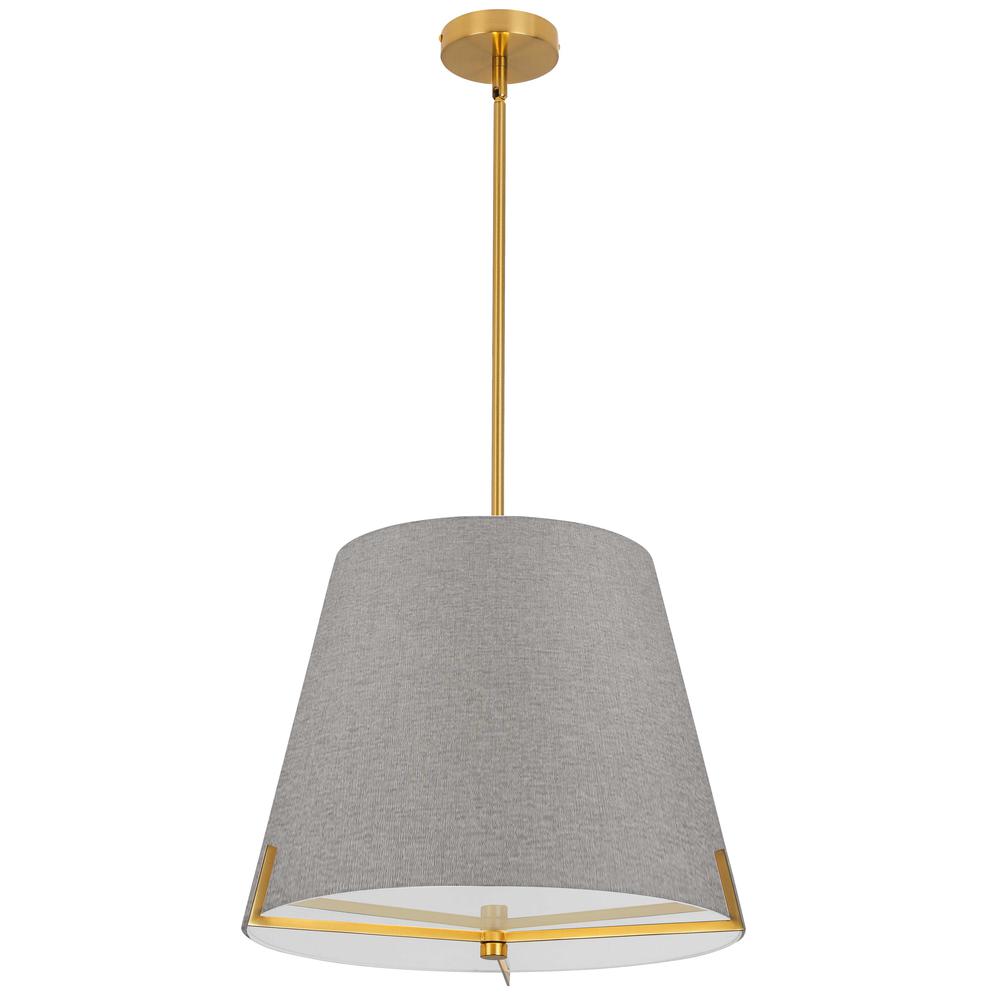 4 LT Incandescent Pendant, AGB, GRY fabric shade. Picture 1