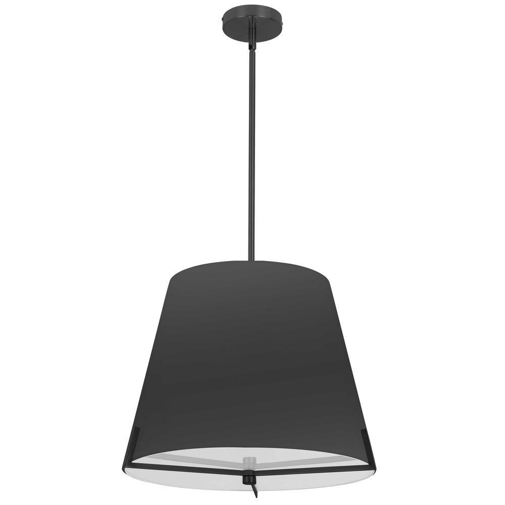 4 LT Incandescent Pendant, MB, BK fabric shade. Picture 1