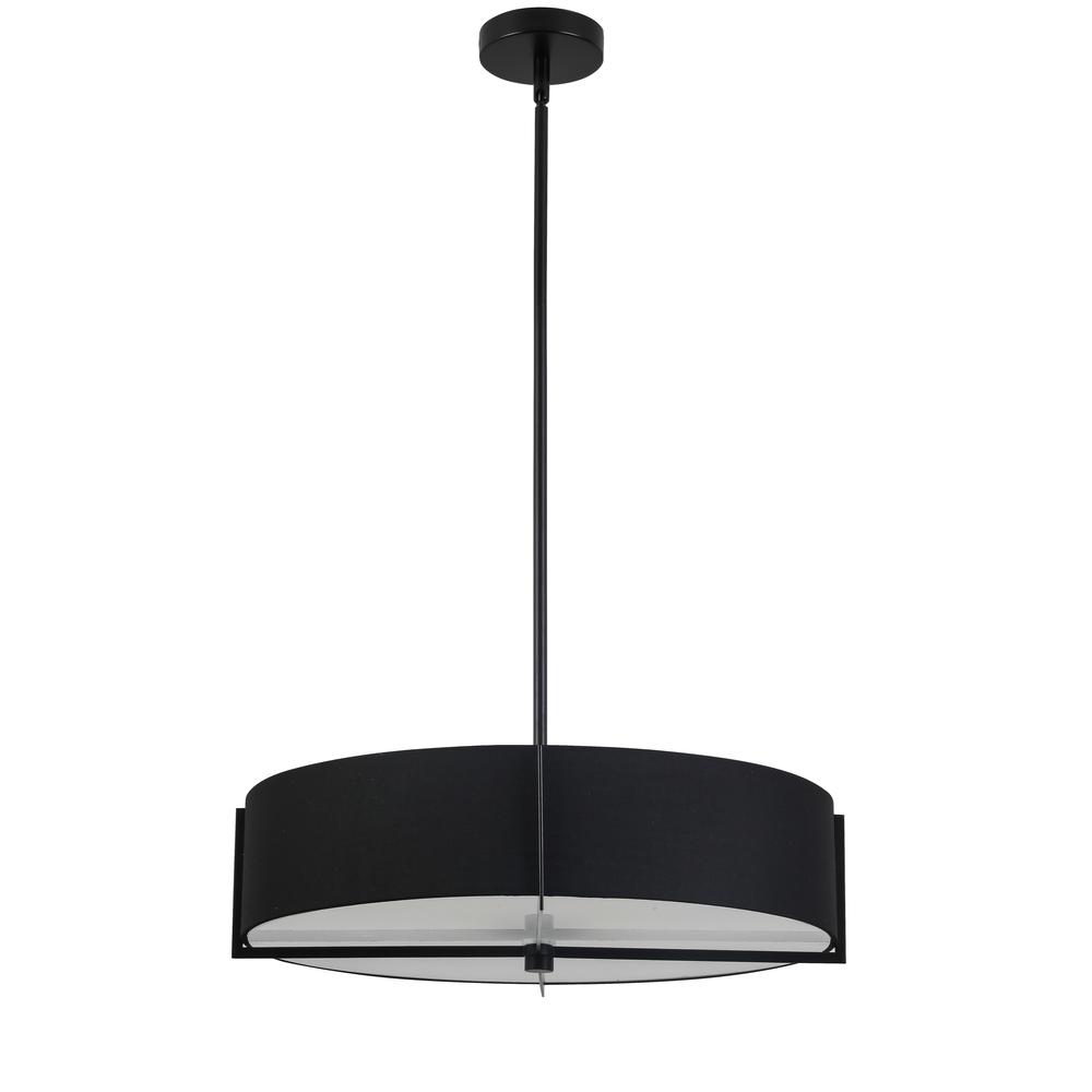 4LT Incandescent Pendant, MB, BK Shade. Picture 1