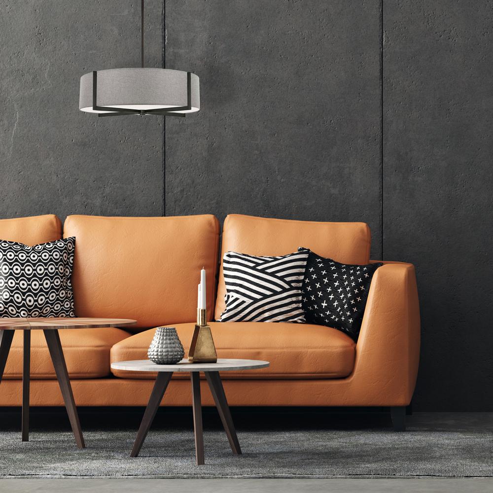 4LT Incandescent Pendant, MB, GRY Shade. Picture 2