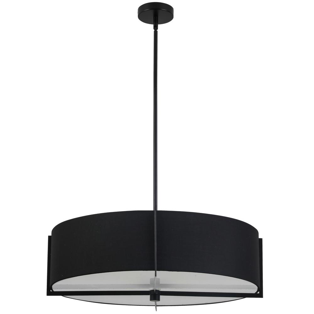 4LT Incandescent Pendant, MB, BK Shade. Picture 1