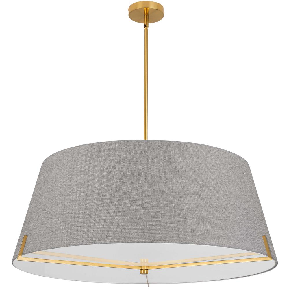 4 LT Incandescent Pendant, AGB, GRY fabric shade. Picture 1