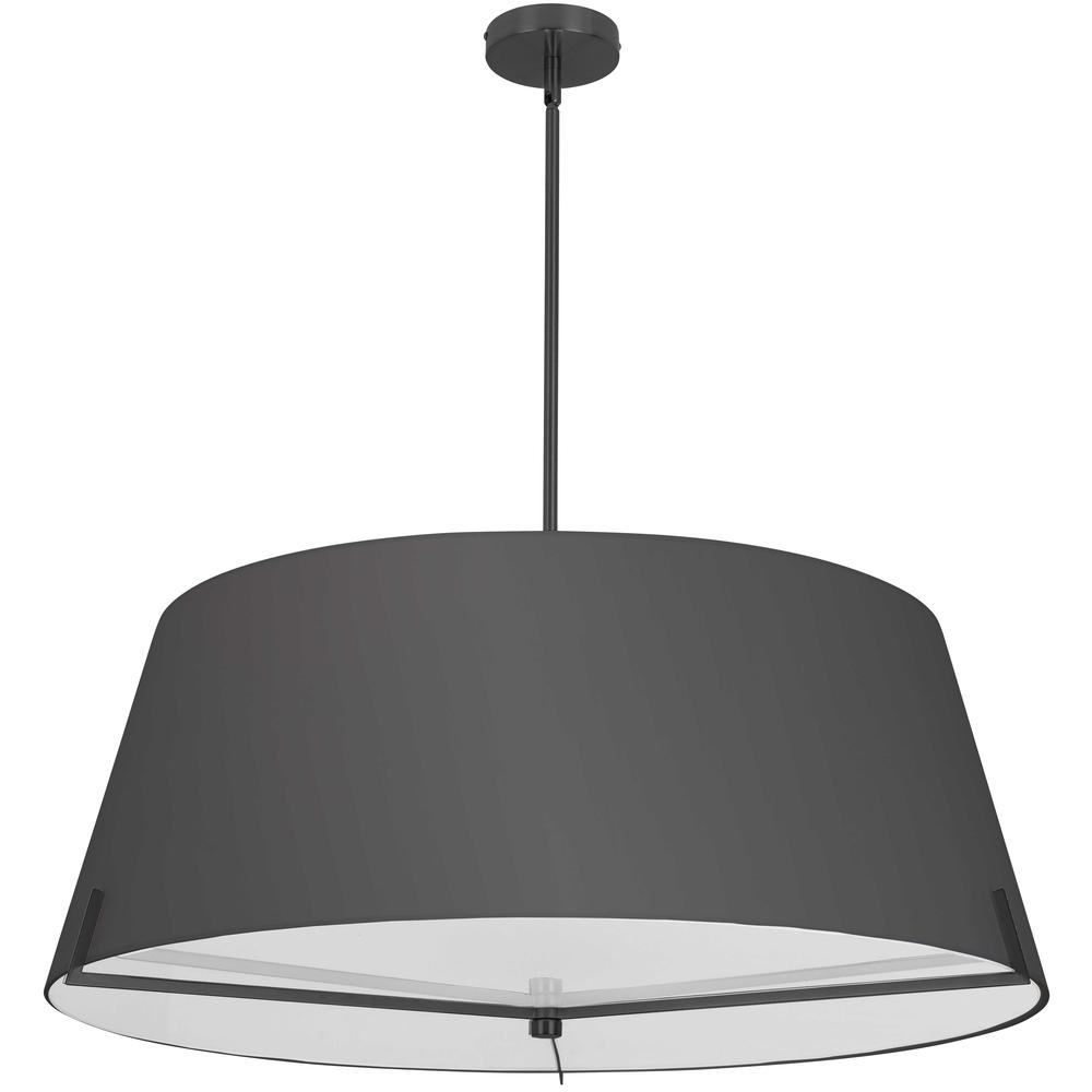 4 LT Incandescent Pendant, MB, BK fabric shade. Picture 1