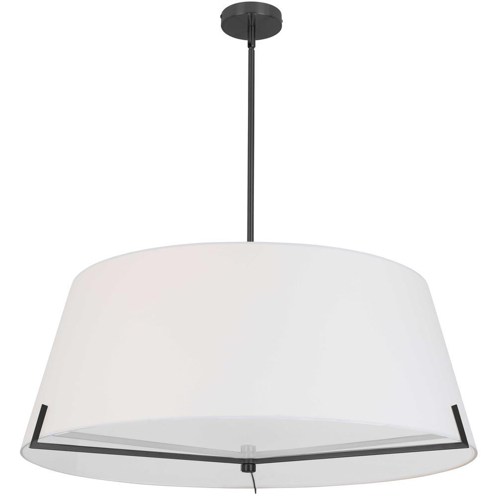 4 LT Incandescent Pendant, MB, WH fabric shade. Picture 1