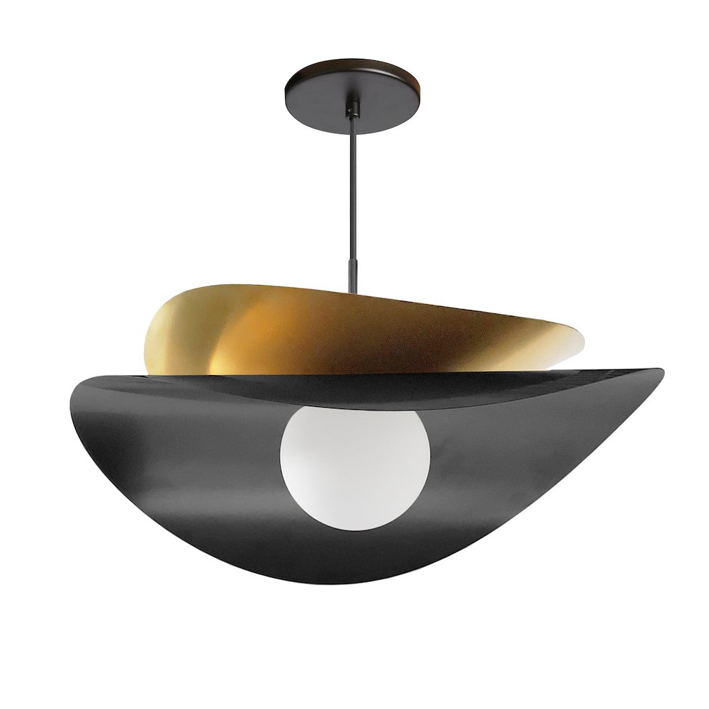 15W Pendant in Matte Black & Aged Brass. Picture 1