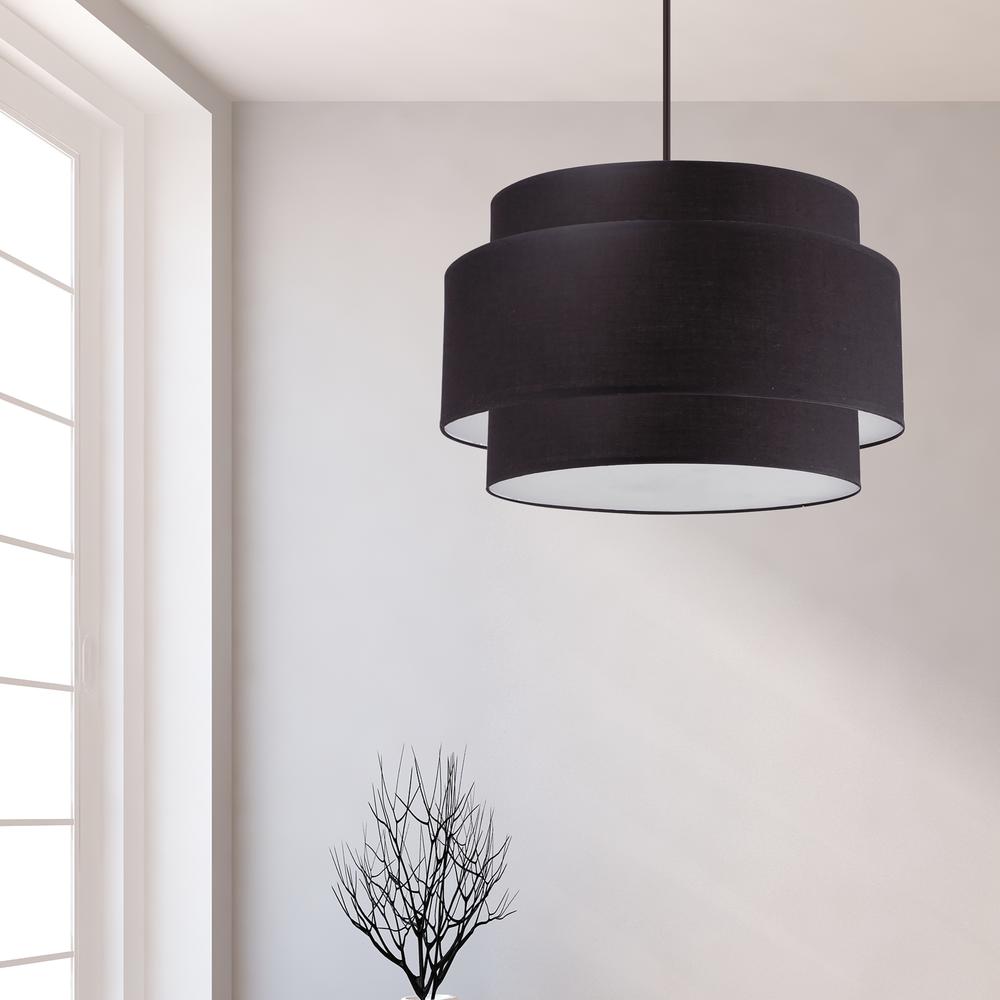 4LT Incandescent Chandelier, MB, BK Shade. Picture 2
