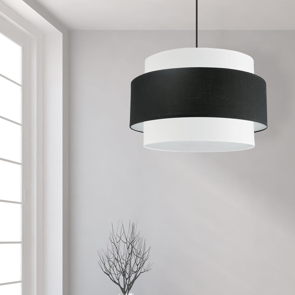 4LT Incandescent Chandelier, MB, BK&WH Shade. Picture 2