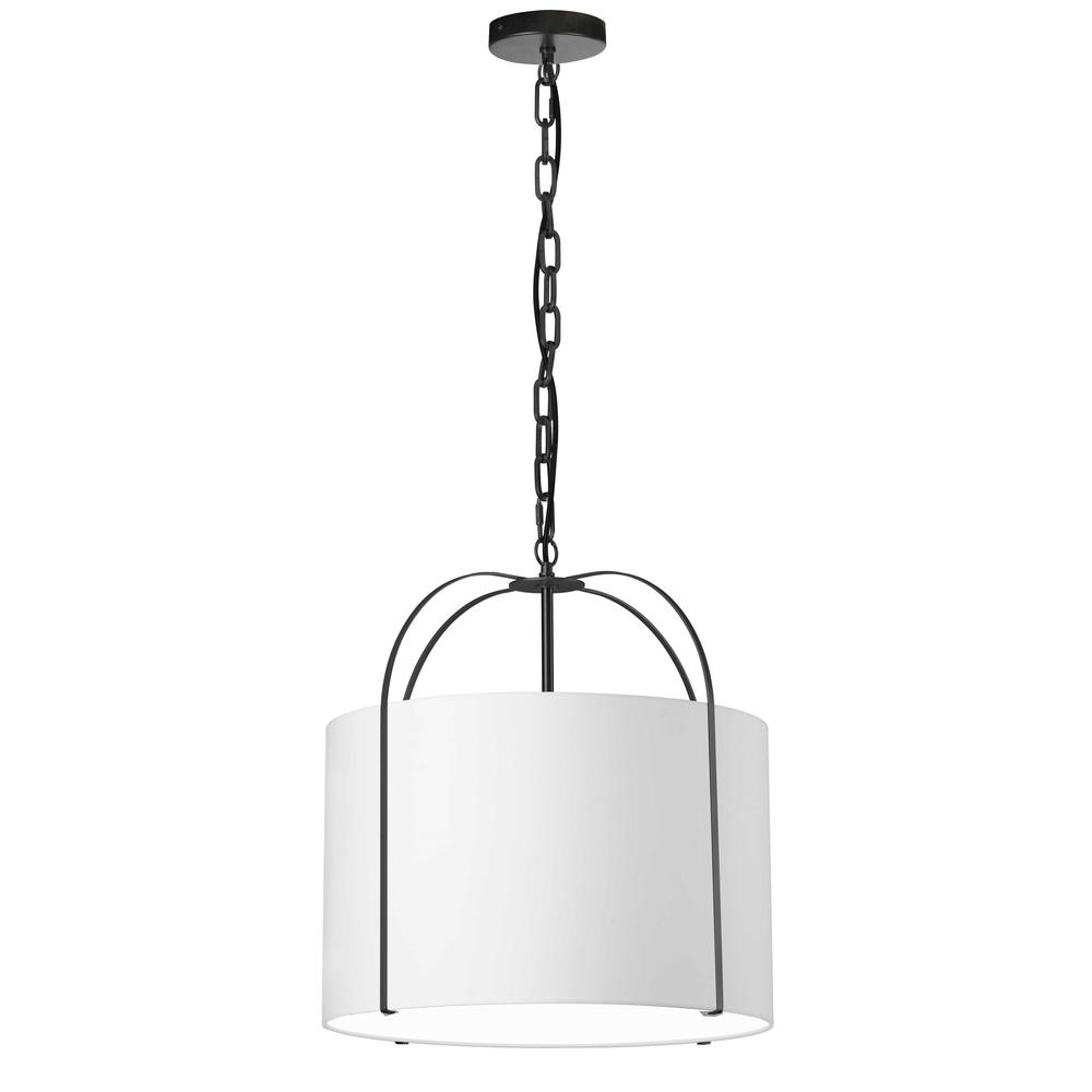 1LT Incandescent Pendant, BK, WH Shade. Picture 1
