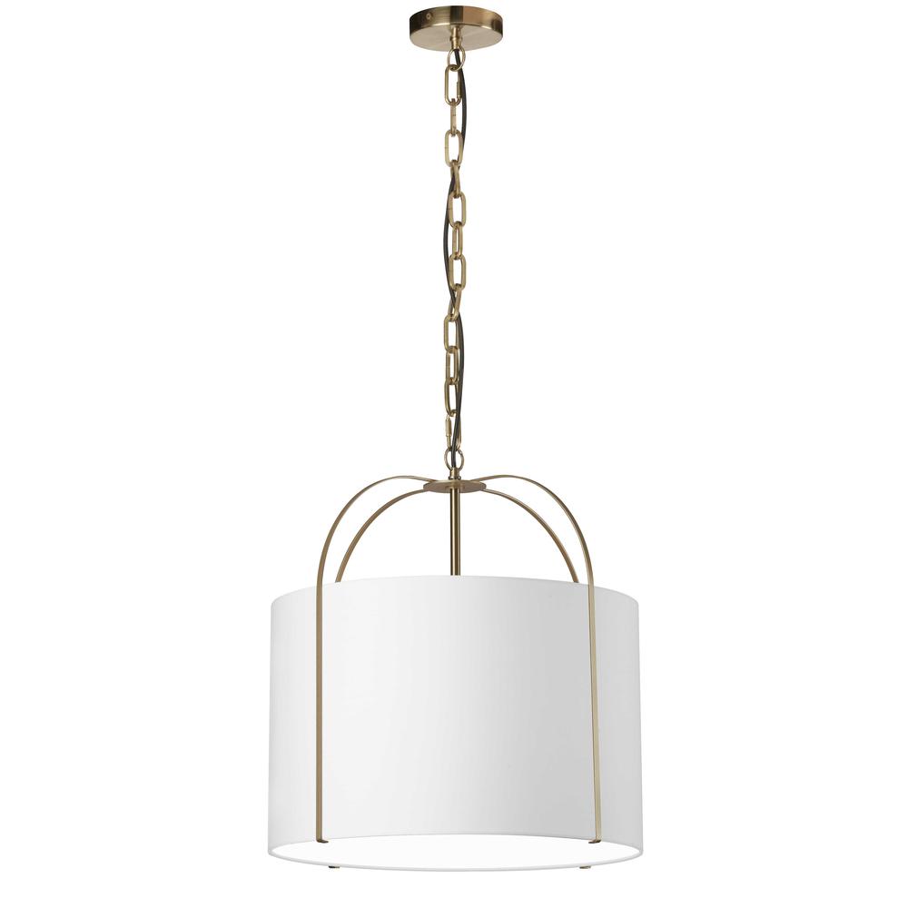 1LT Incandescent Pendant, GLD, WH Shade. Picture 1