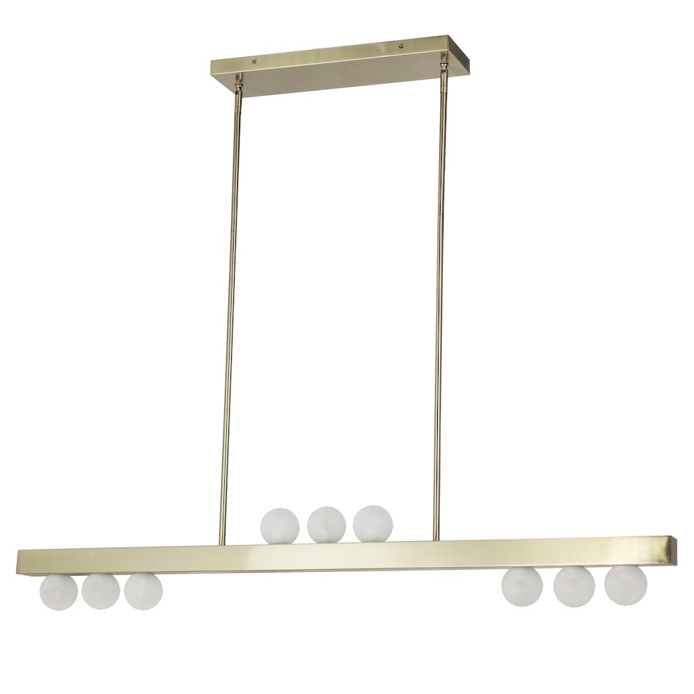 9 Light Halogen Horizontal Pendant Aged Brass with Frosted Glass. Picture 1