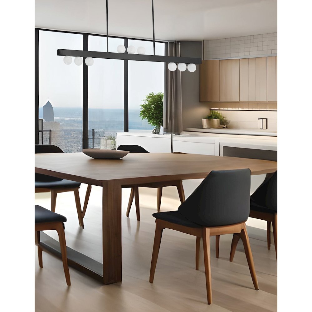 9 Light Halogen Horizontal Pendant Aged Brass with Frosted Glass. Picture 3