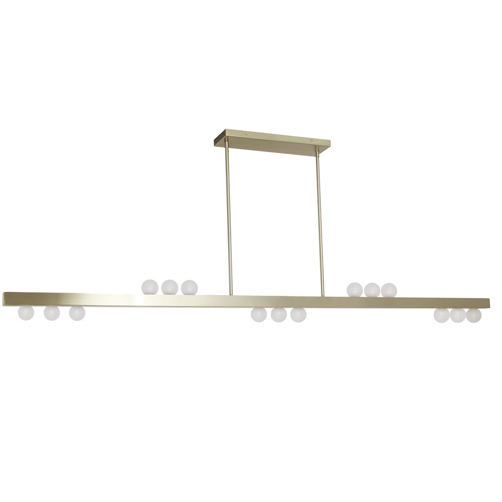 15 Light Horizontal Pendant in Aged Brass w/ Frosted Glass. Picture 1