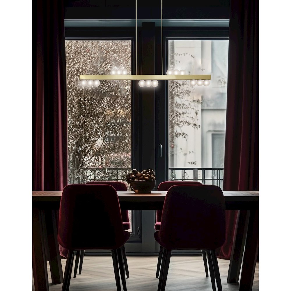 15 Light Horizontal Pendant in Aged Brass w/ Frosted Glass. Picture 3