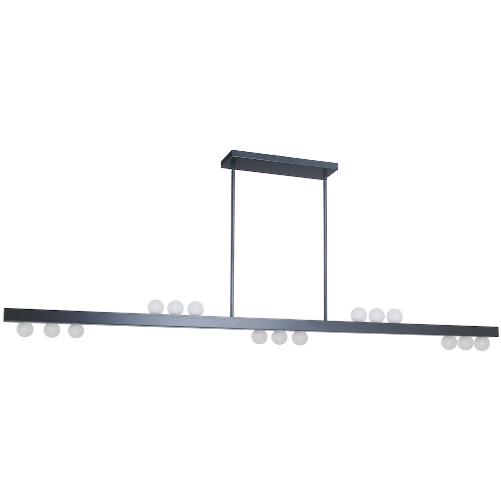 15 Light Horizontal Pendant in Matte Black w/ Frosted Glass. Picture 1